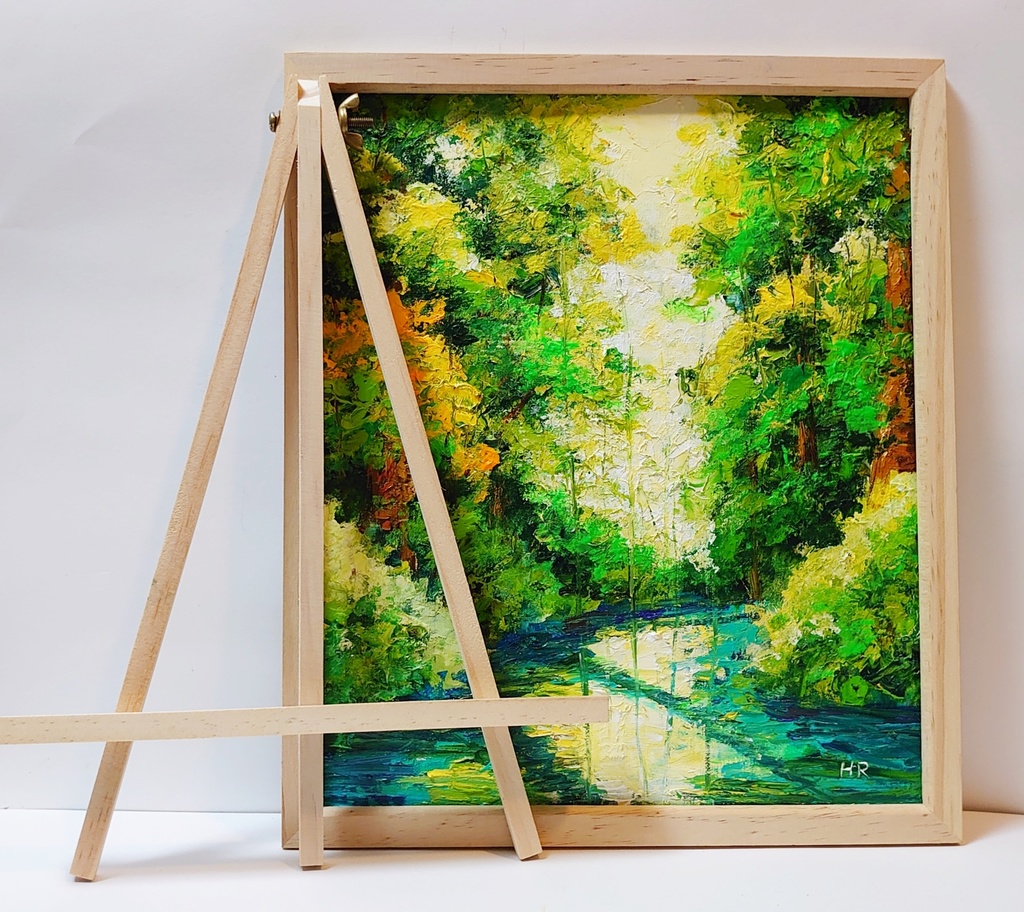 油絵 絵画 森の湖【四切木製】