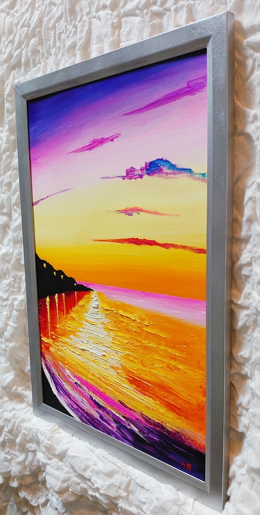 油絵 絵画 宵の海