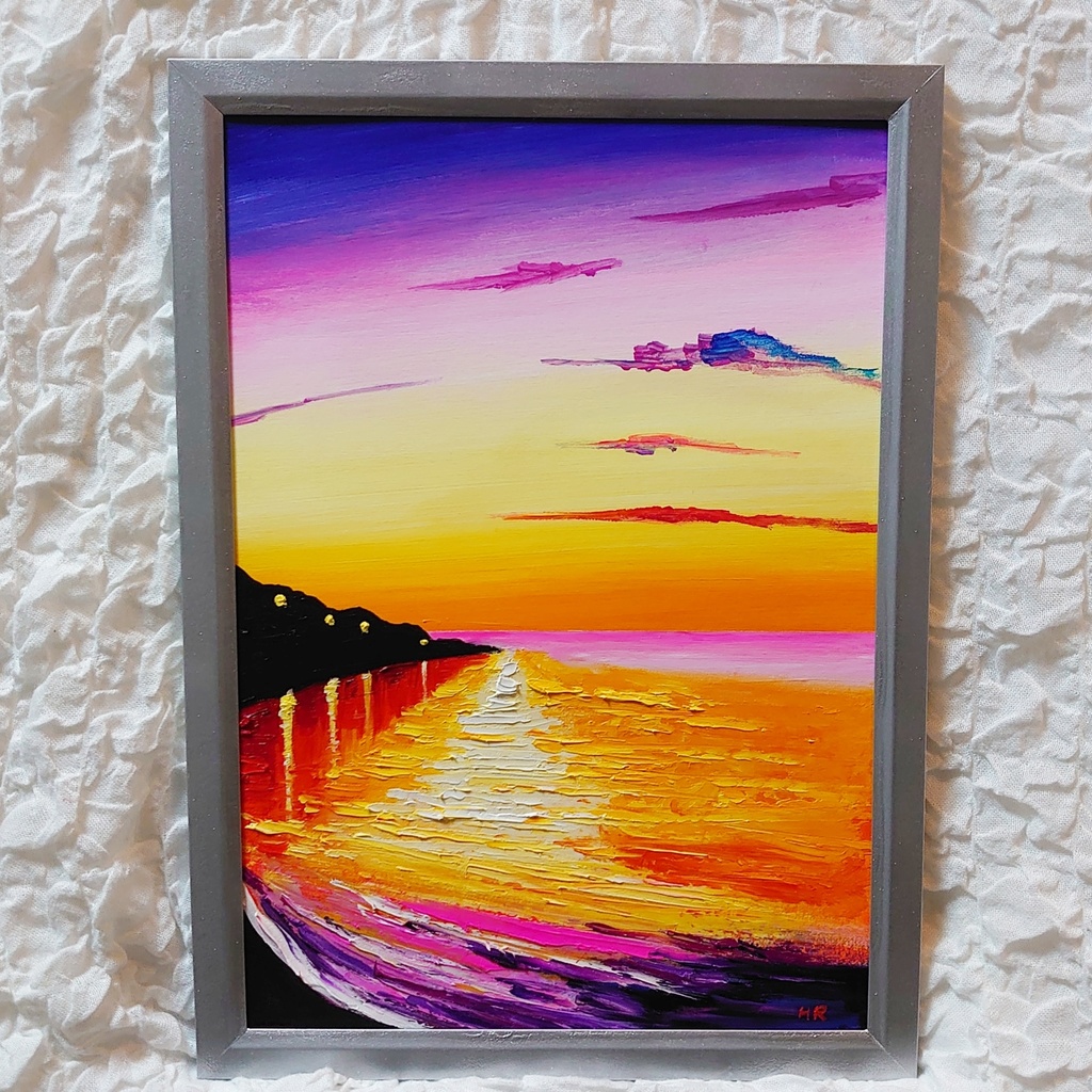 油絵 絵画 宵の海