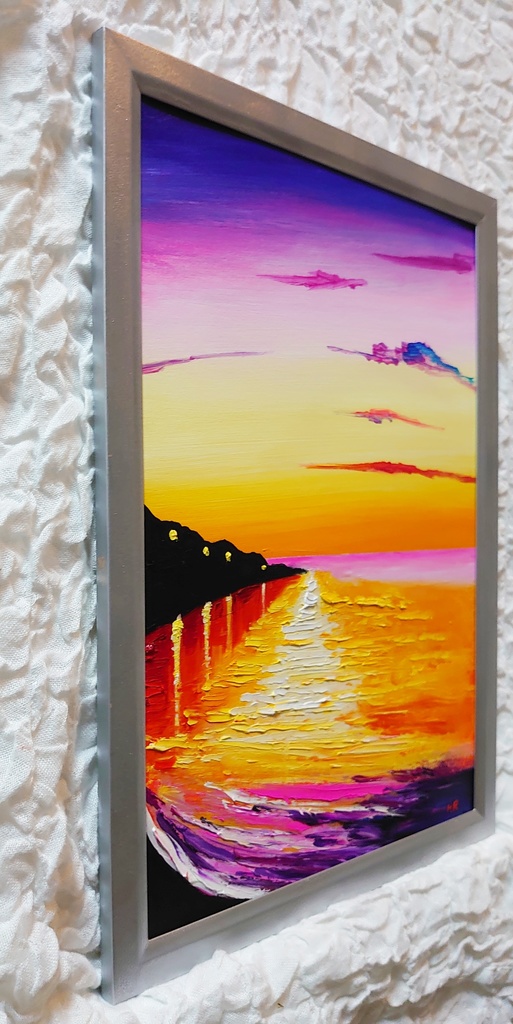 油絵 絵画 宵の海