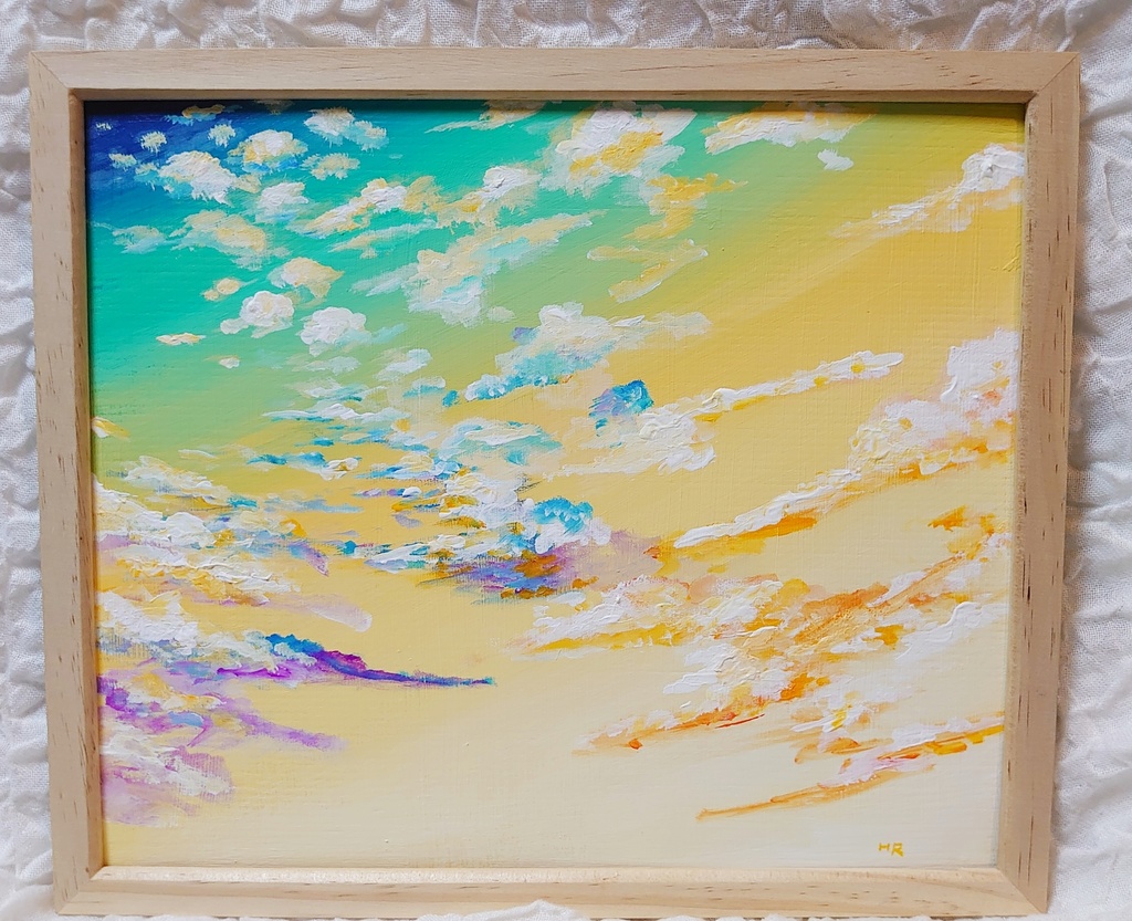 油絵 絵画【朝焼けの空】