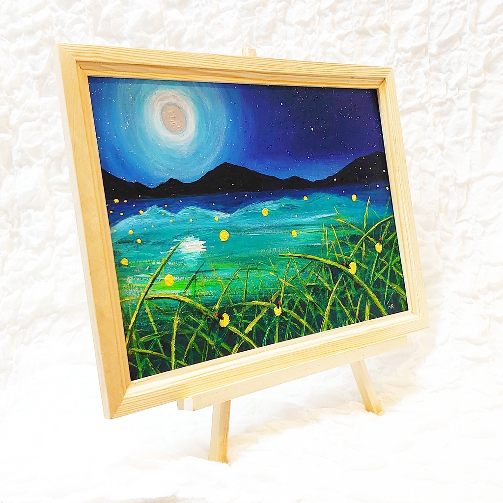 油絵 絵画【ほたるの里】