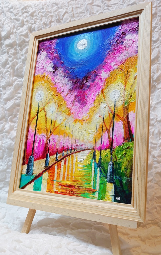 油絵 絵画 【桜のライトアップ】