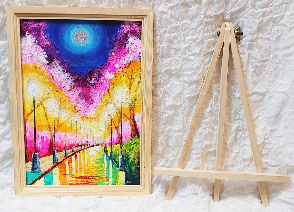 油絵 絵画 【桜のライトアップ】