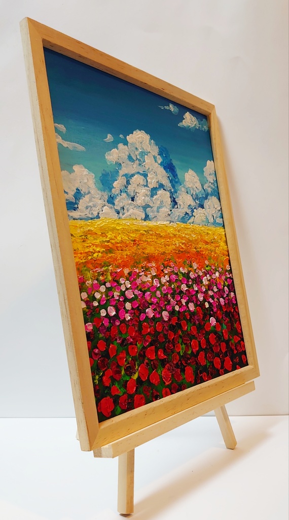 油絵 絵画 【空と雲のお花畑】