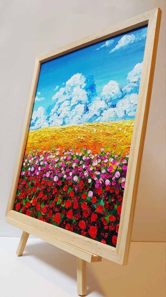 油絵 絵画 【空と雲のお花畑】