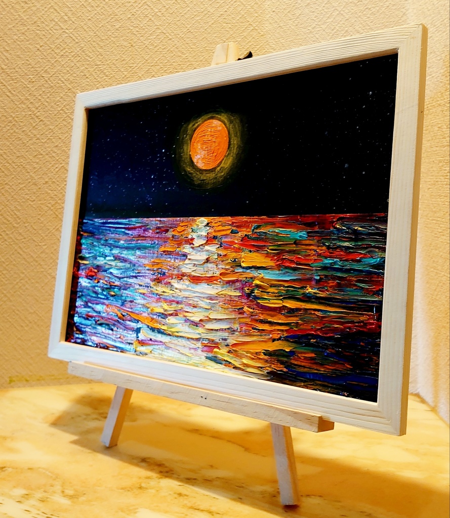 油絵 絵画 【オレンジの月】