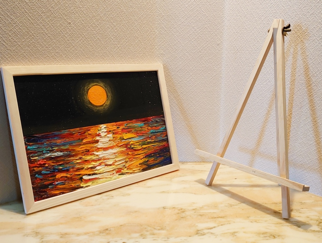 油絵 絵画 【オレンジの月】