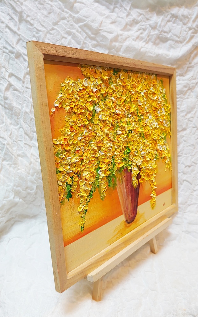 油絵 絵画 ミモザ 【四切木製】