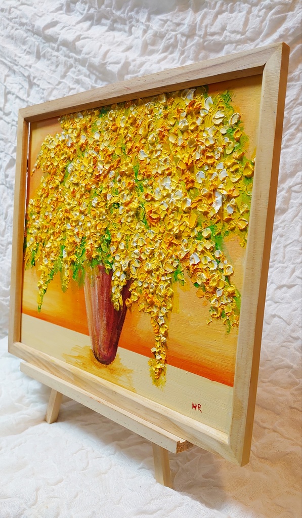 油絵 絵画 ミモザ 【四切木製】