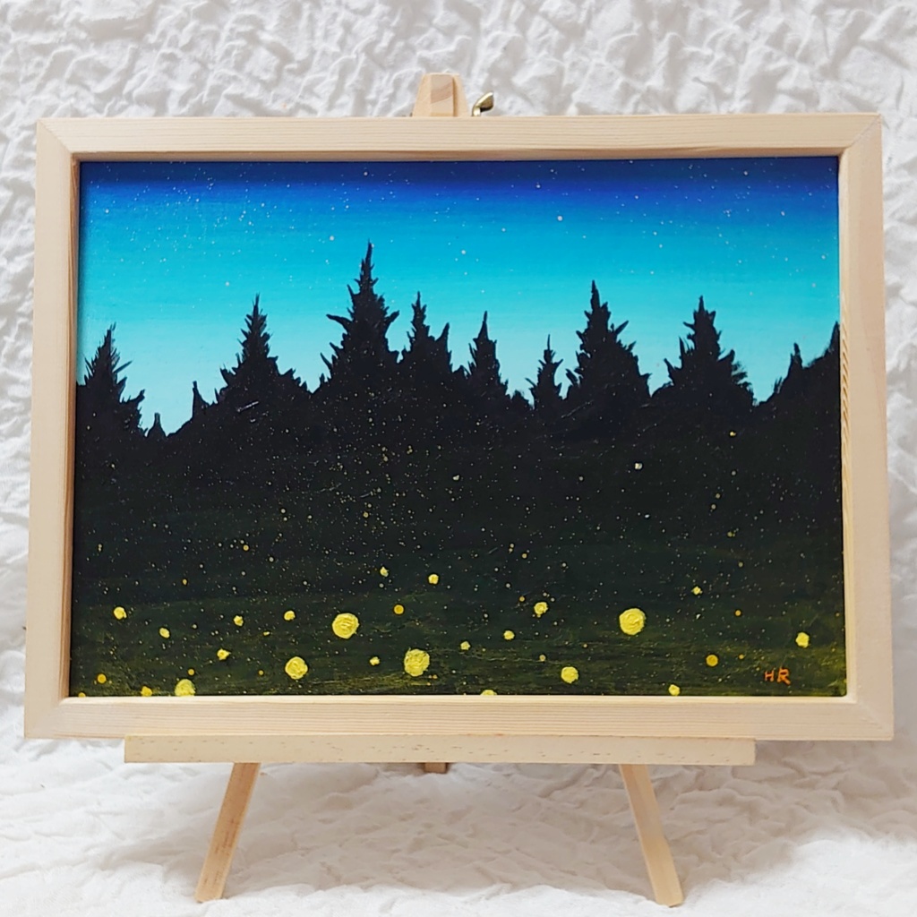 油絵 絵画【夜空と蛍】