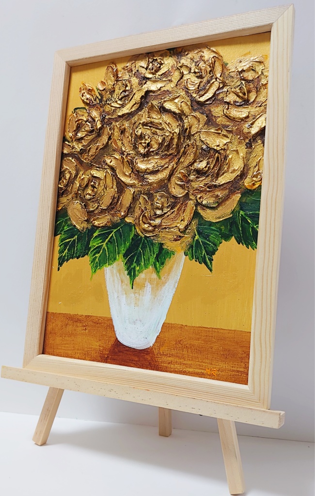 油絵 絵画【黄金のバラ】