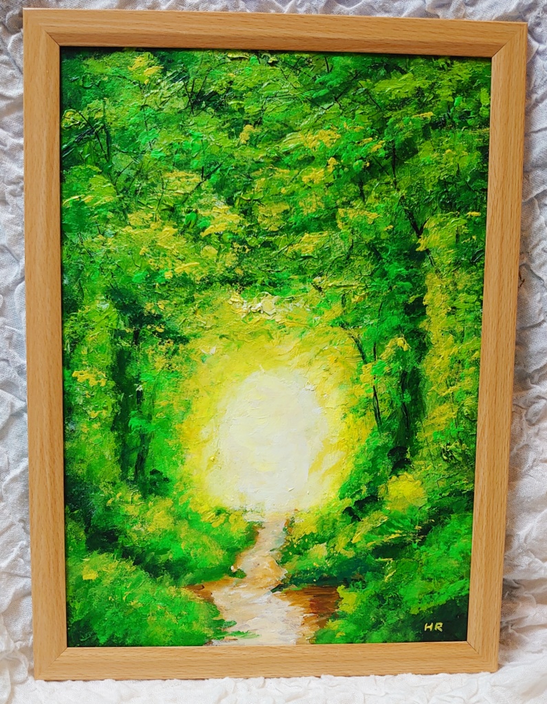 油絵 絵画 森のトンネル【B4】-