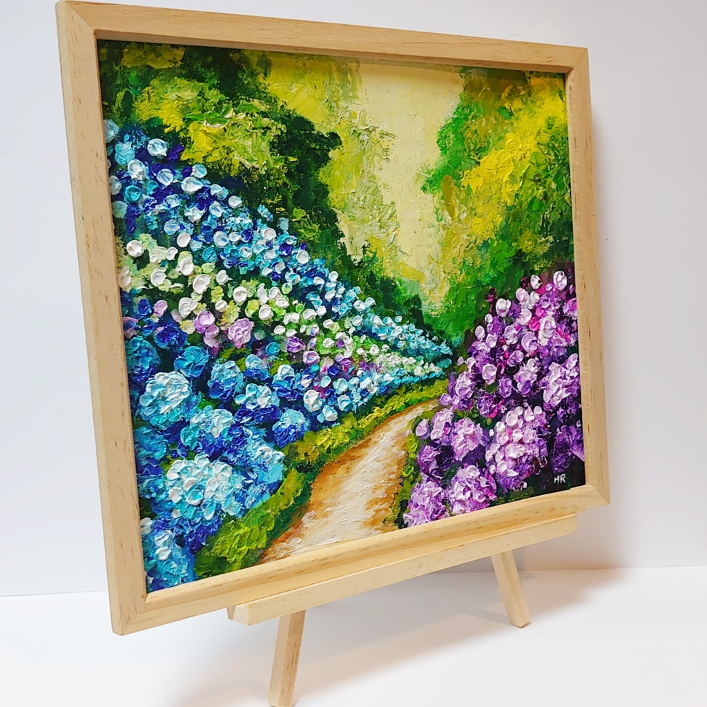 油絵 絵画 【紫陽花の道】