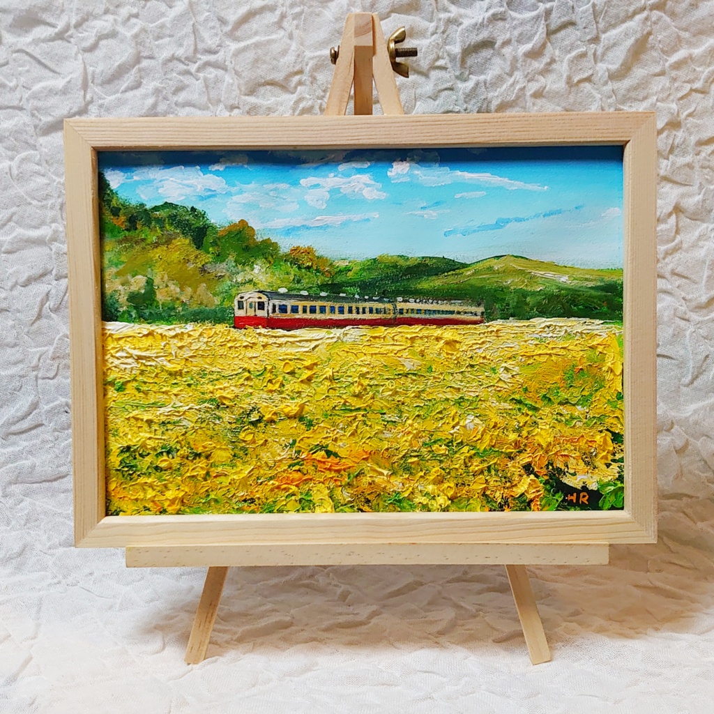油絵 絵画【菜の花畑を走る小湊鉄道】 - arashi1783 - BOOTH