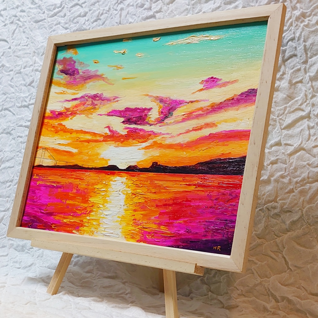 油絵 絵画 【朝焼け町】