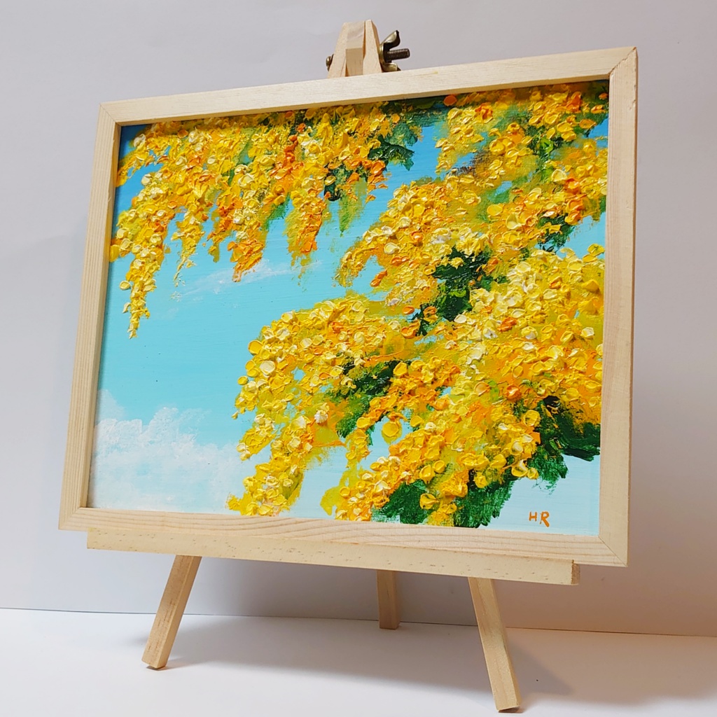油絵 絵画【ミモザの空】