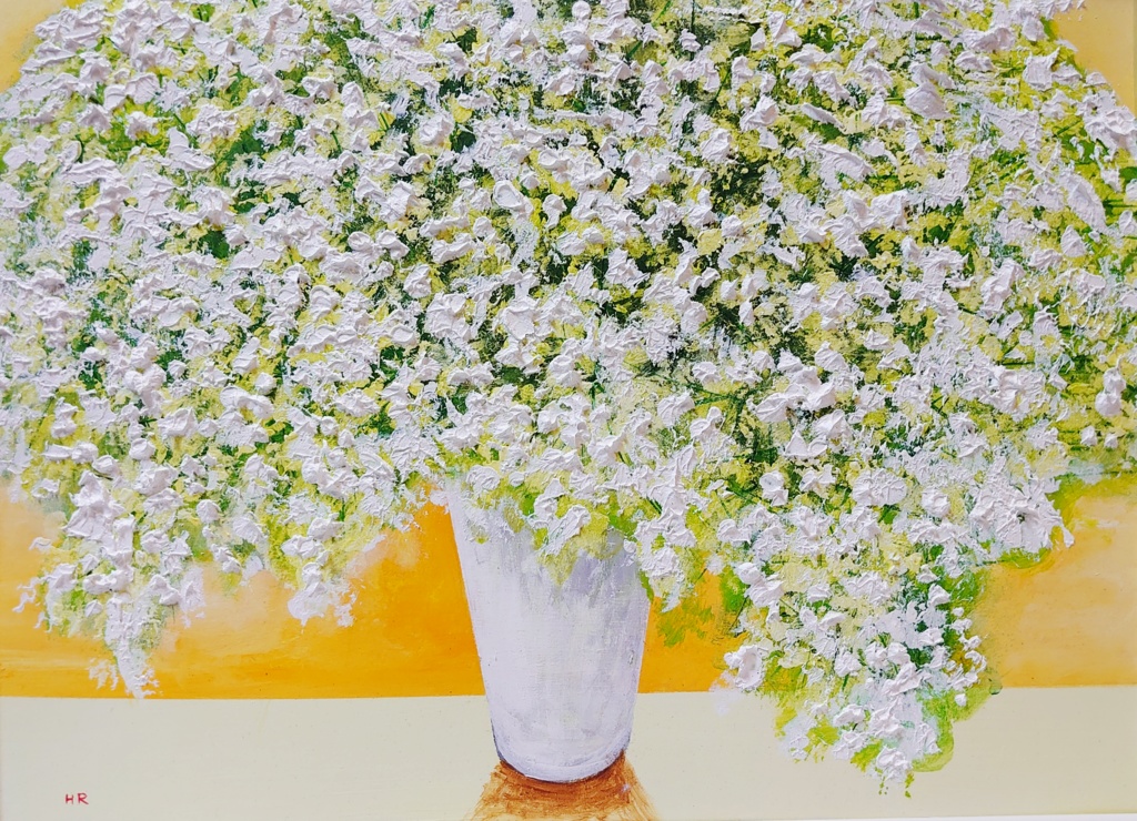 油絵 絵画 【カスミソウ】