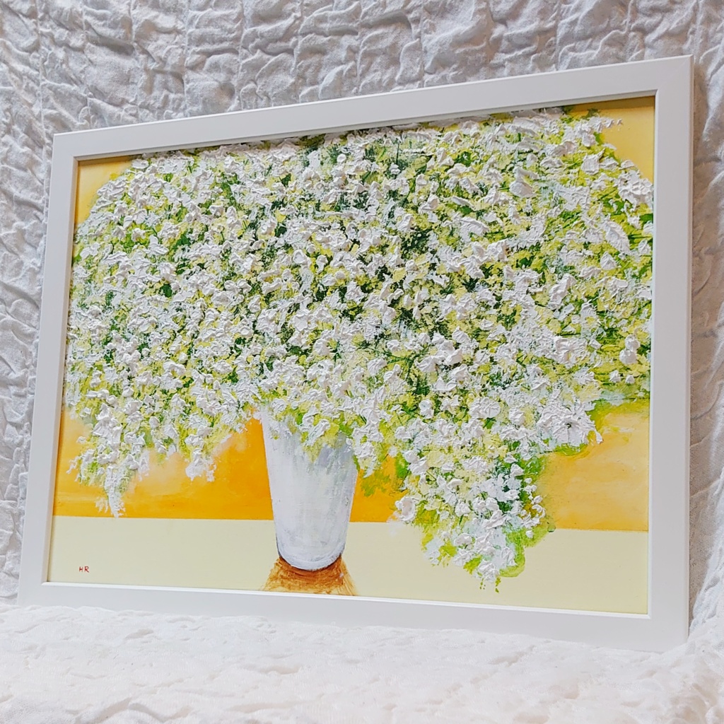 油絵 絵画 【カスミソウ】