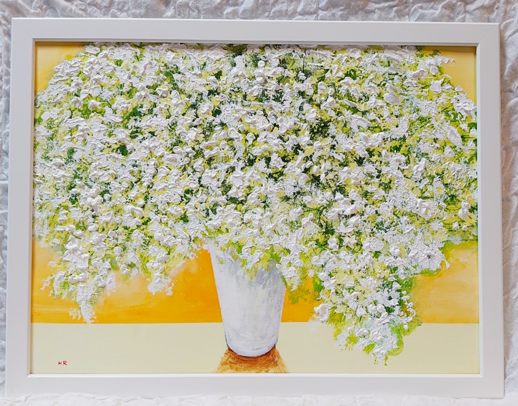 油絵 絵画 【カスミソウ】