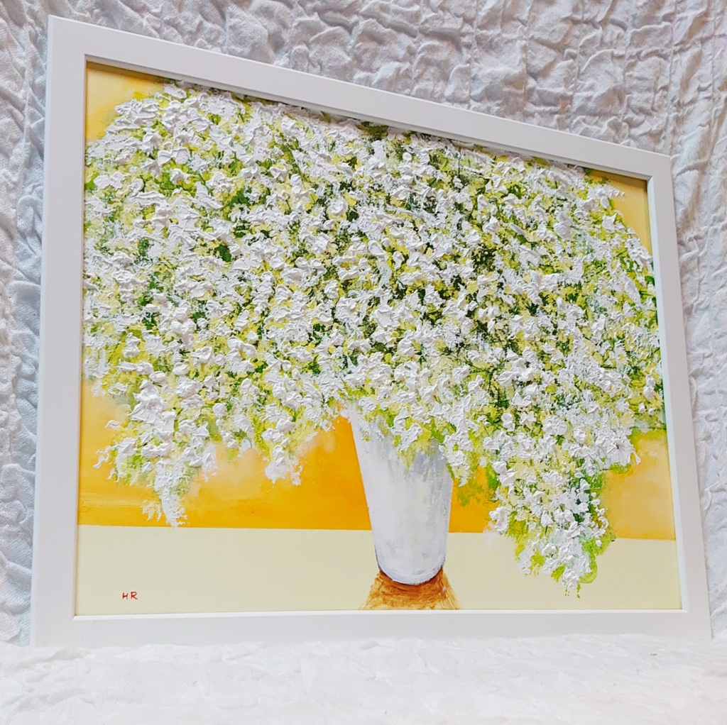 油絵 絵画 【カスミソウ】