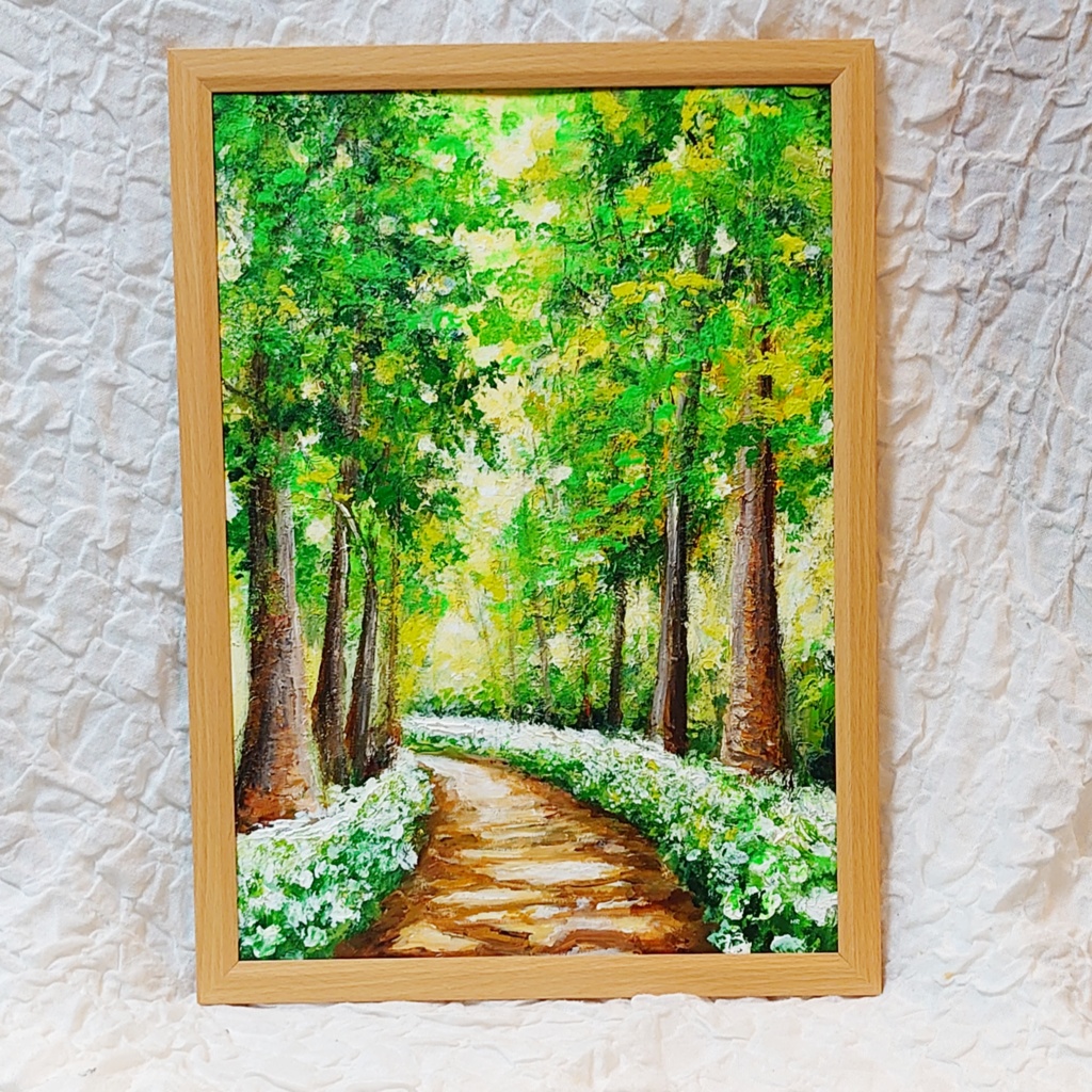 油絵 絵画 森の白い花道 - arashi1783 - BOOTH