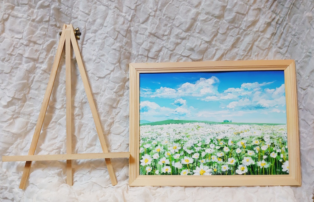 油絵 絵画 マーガレット畑