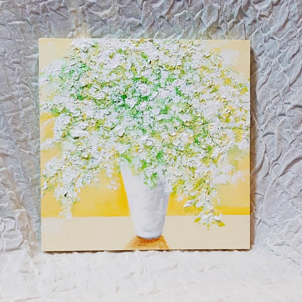 ファブリックボード・パネル絵画【かすみ草】