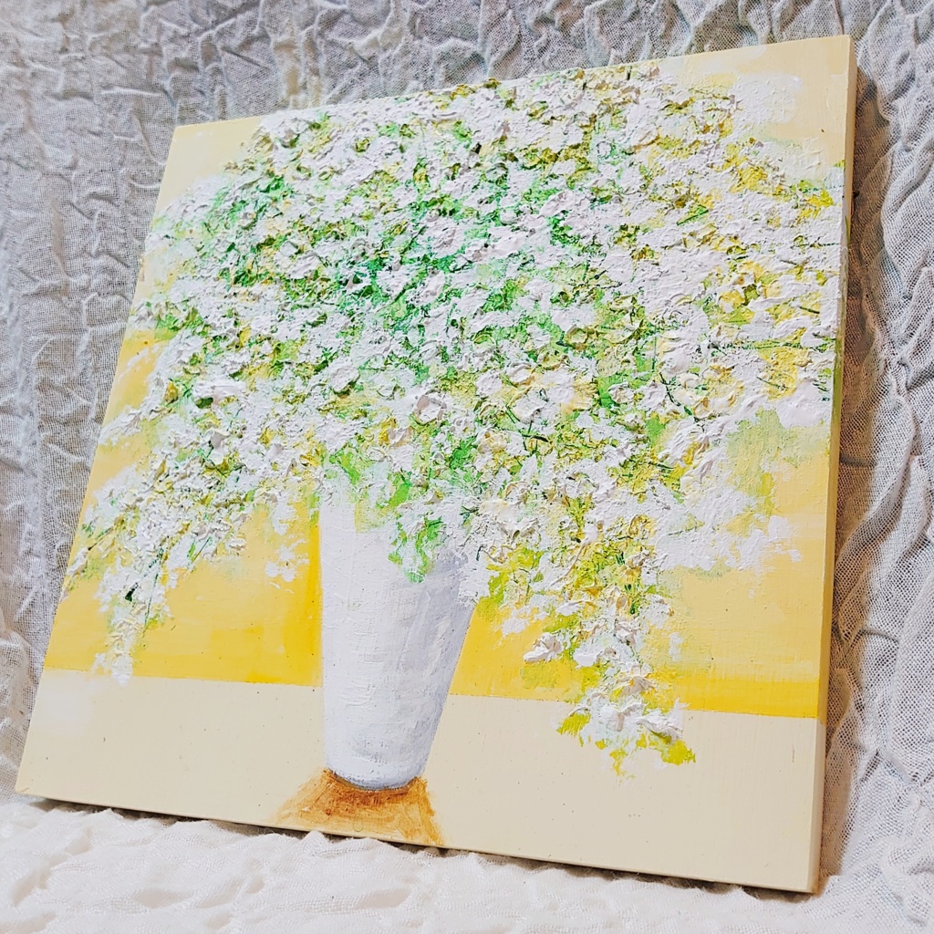 ファブリックボード・パネル絵画【かすみ草】