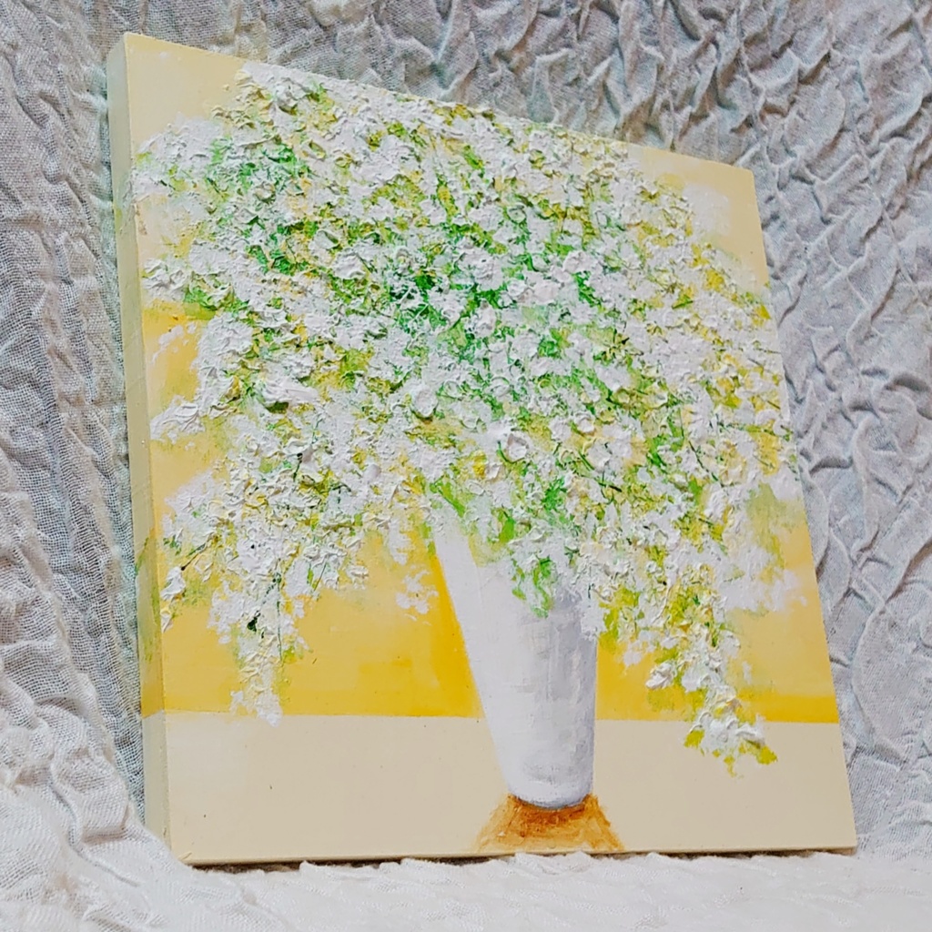 ファブリックボード・パネル絵画【かすみ草】