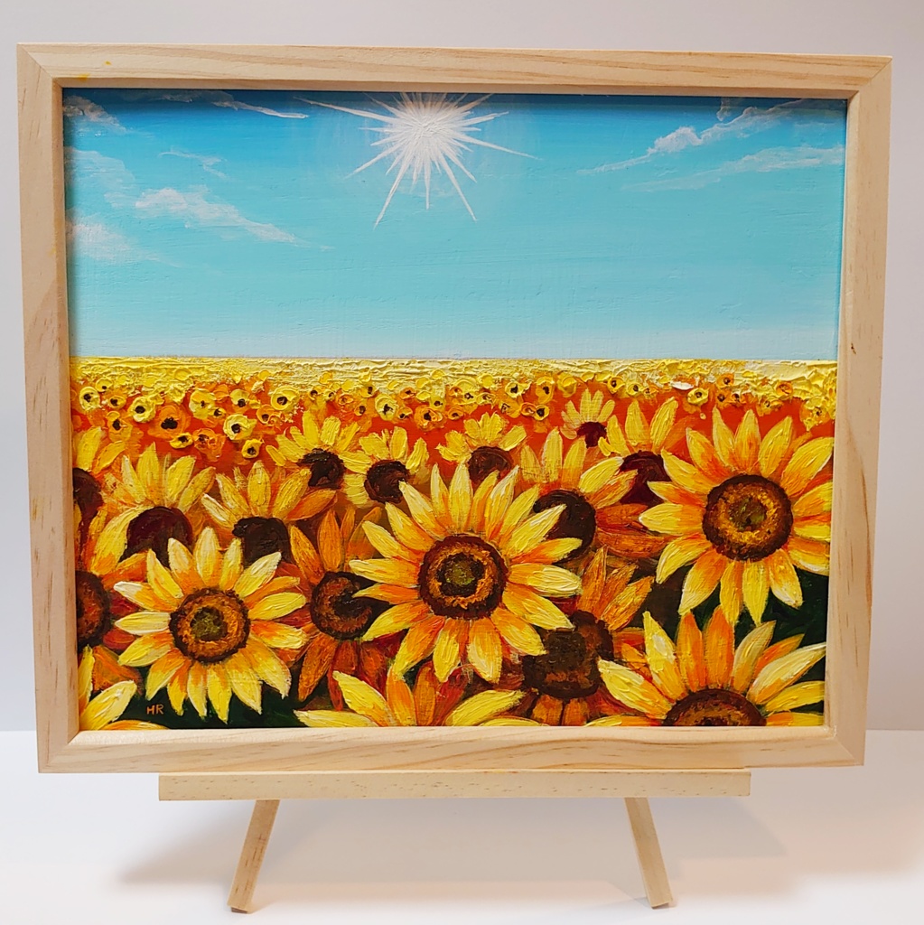 油絵 絵画 太陽とひまわり畑【四切木製】 - arashi1783 - BOOTH