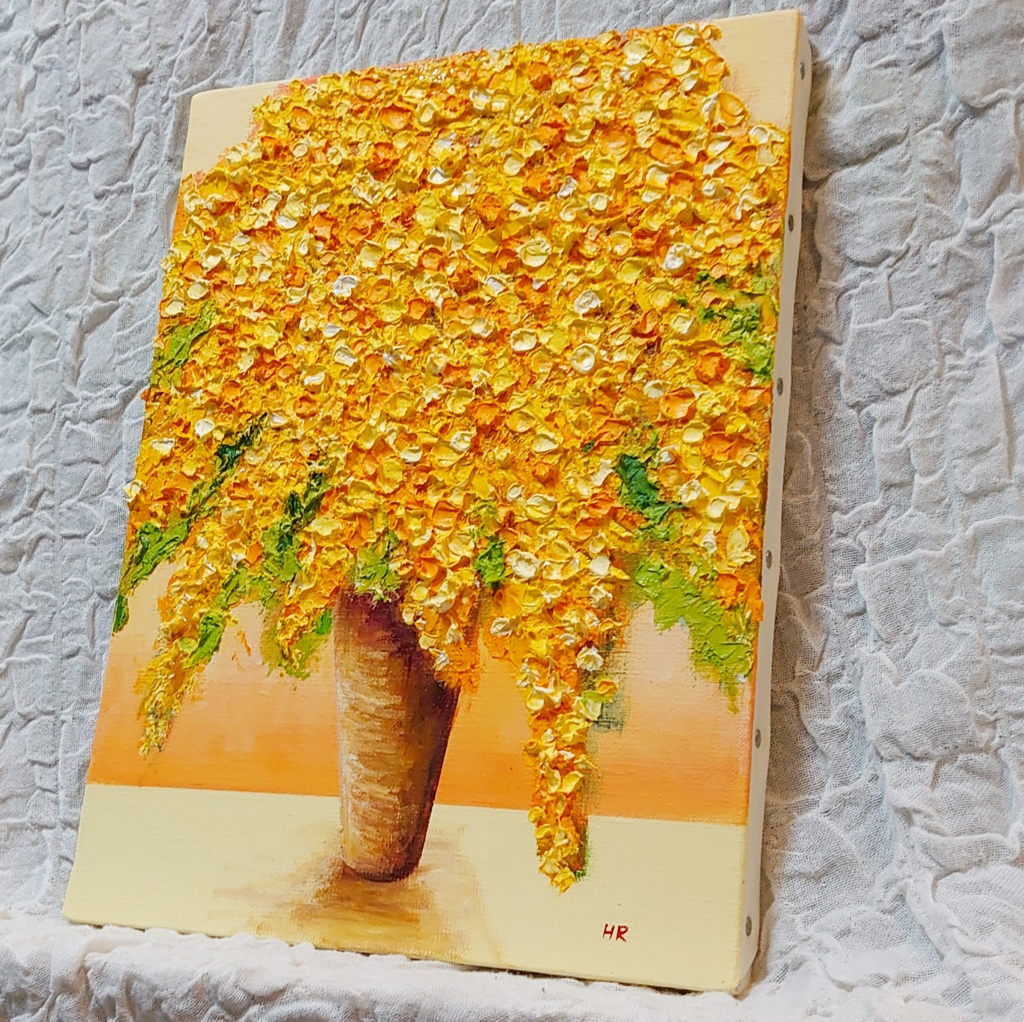 油絵 絵画 ミモザ 【F4号】