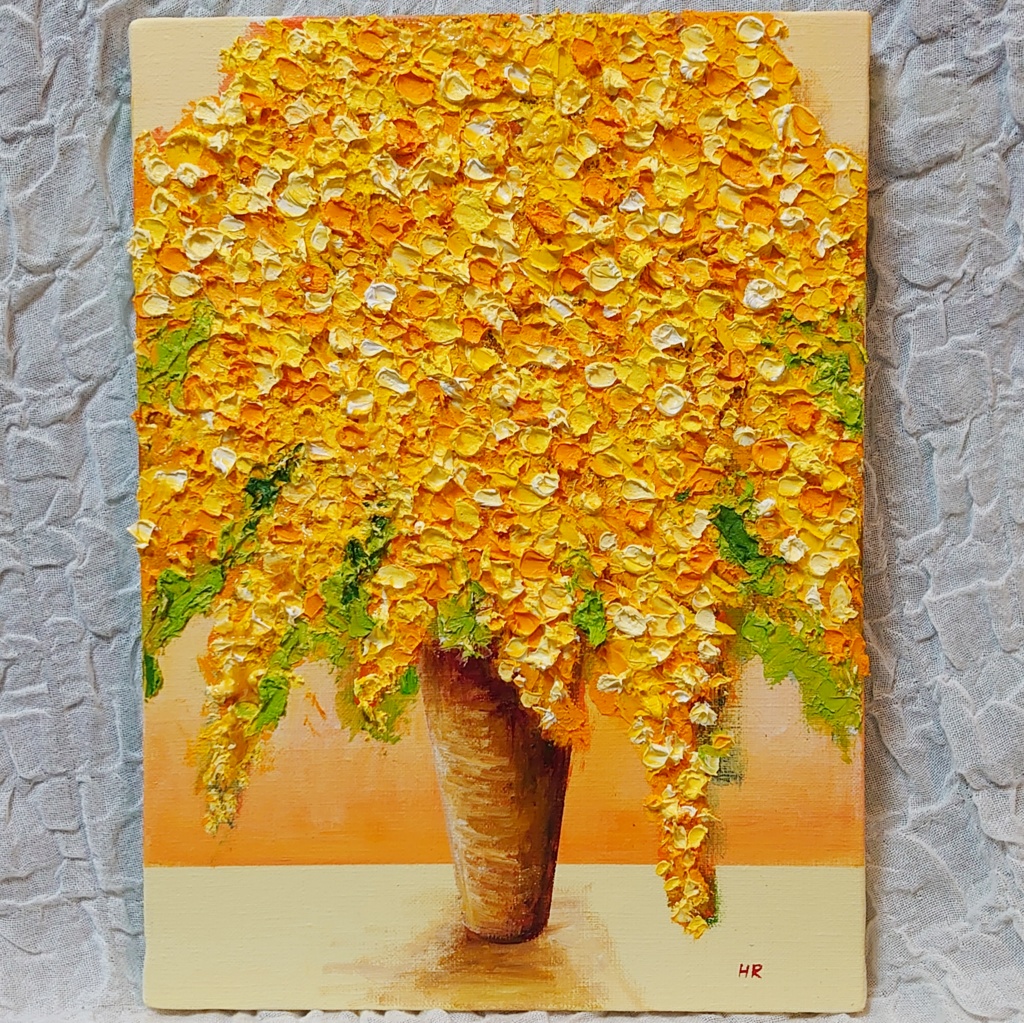 油絵 絵画 ミモザ 【F4号】