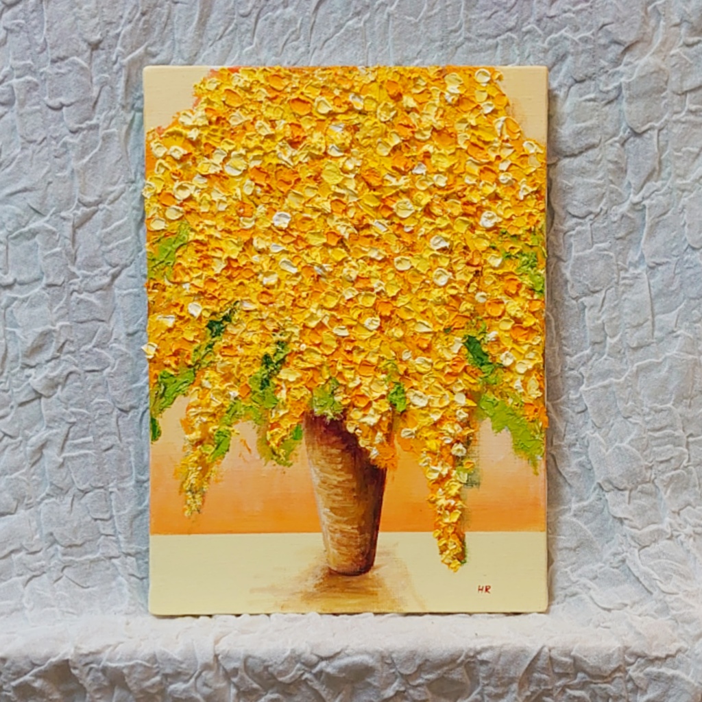 油絵 絵画 ミモザ 【F4号】