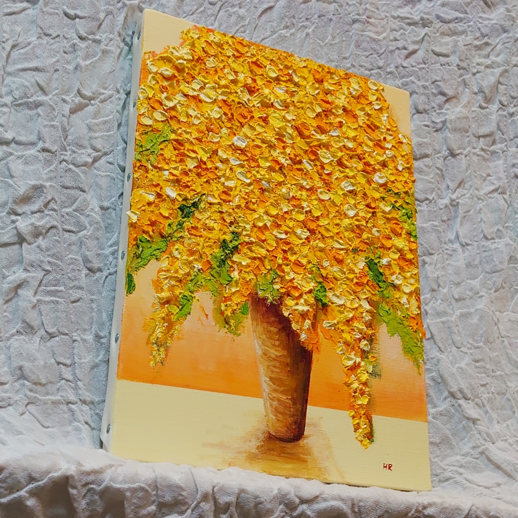 油絵 絵画 ミモザ 【F4号】