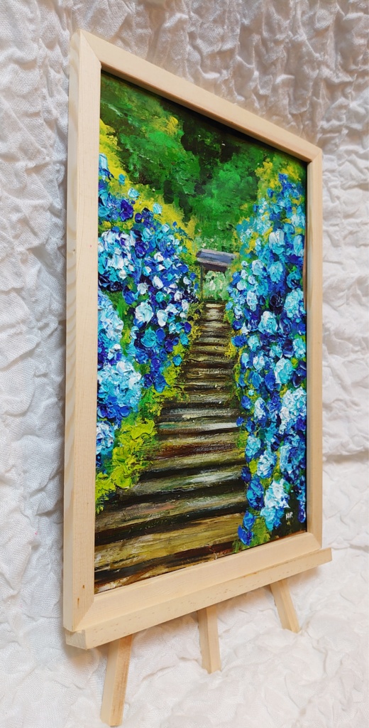 油絵 絵画 【あじさい寺】
