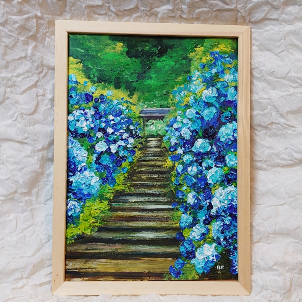 油絵 絵画 【あじさい寺】