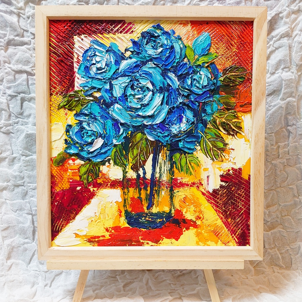 油絵 絵画【青いバラ】 - arashi1783 - BOOTH