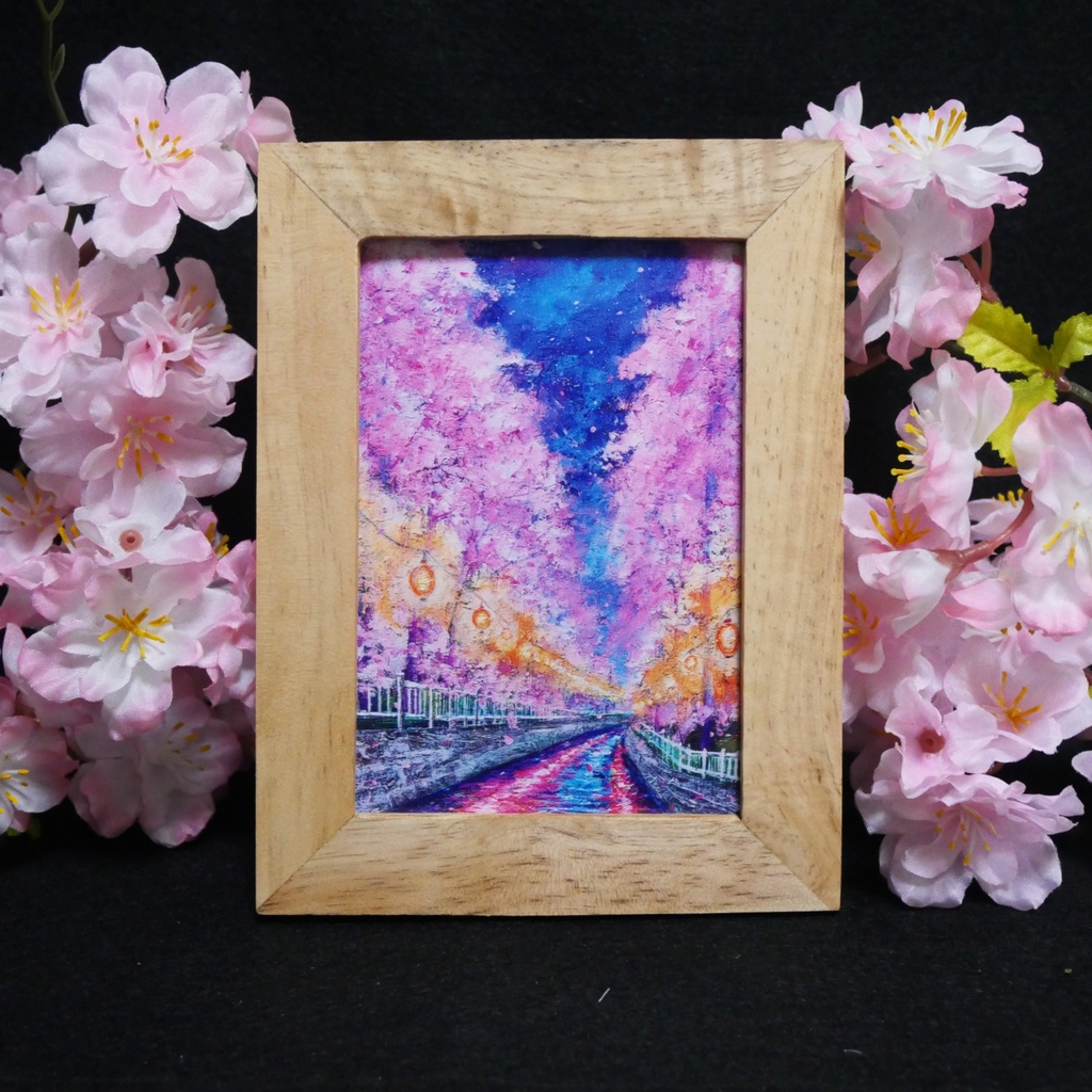 ポスターカード【河川の夜桜】