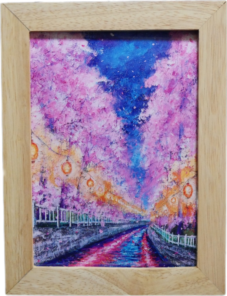 ポスターカード2L【河川の夜桜】