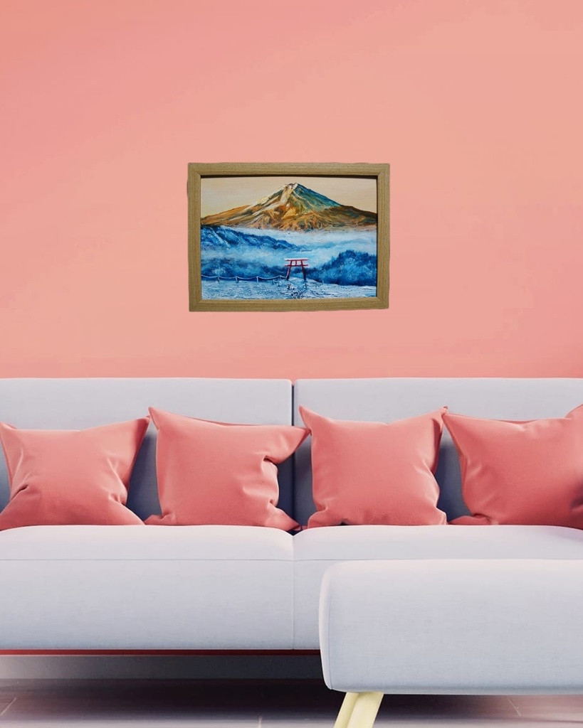 油絵 油彩 油彩画 絵 絵画 【鳥居の夕富士】