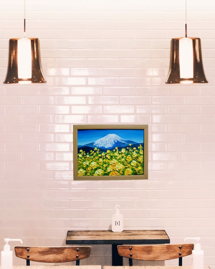 油絵 油彩 油彩画 絵 絵画 【富士山と菜の花】