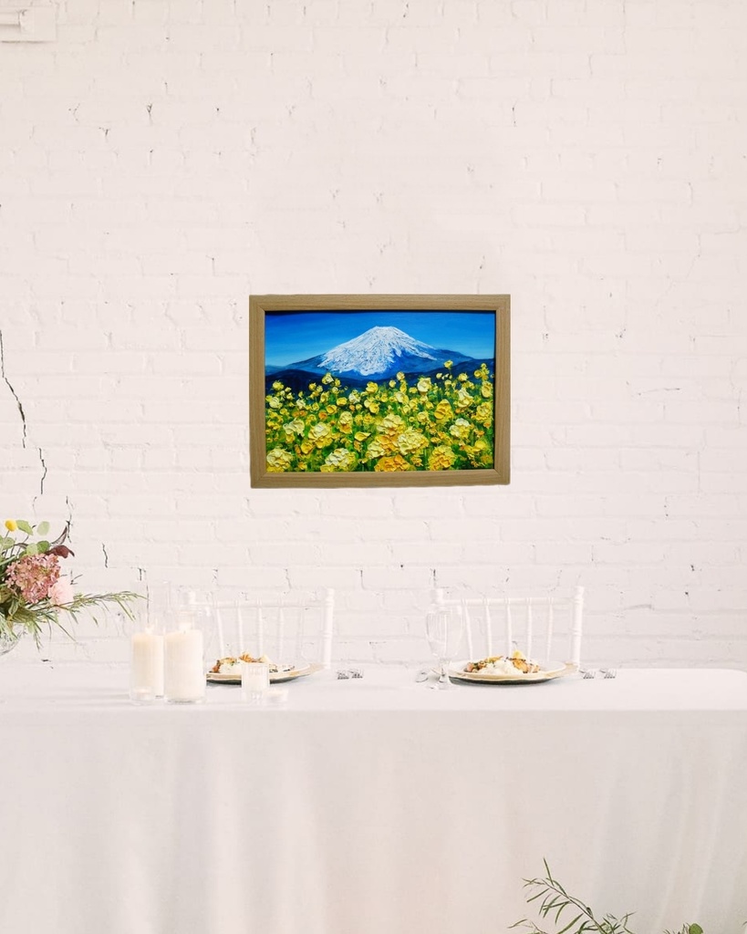 油絵 油彩 油彩画 絵 絵画 【富士山と菜の花】