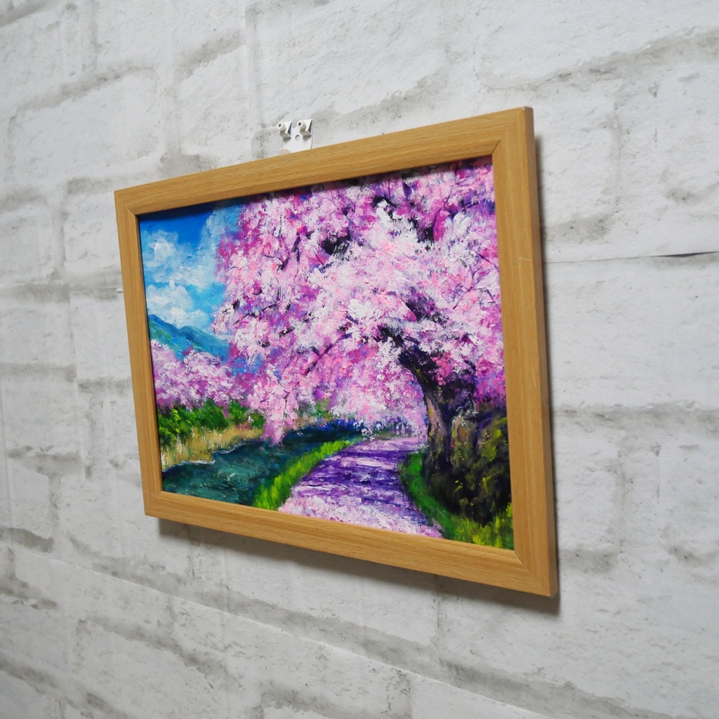 油絵 油彩 油彩画 絵 絵画 【Çherry blossom road】