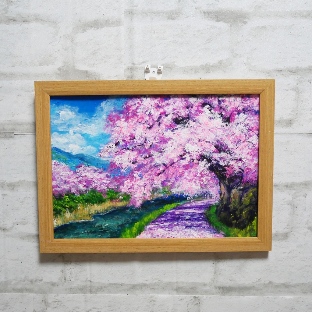 油絵 油彩 油彩画 絵 絵画 【Çherry blossom road】