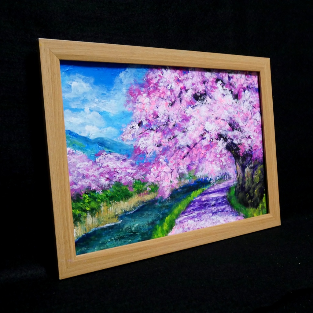 油絵 油彩 油彩画 絵 絵画 【Çherry blossom road】