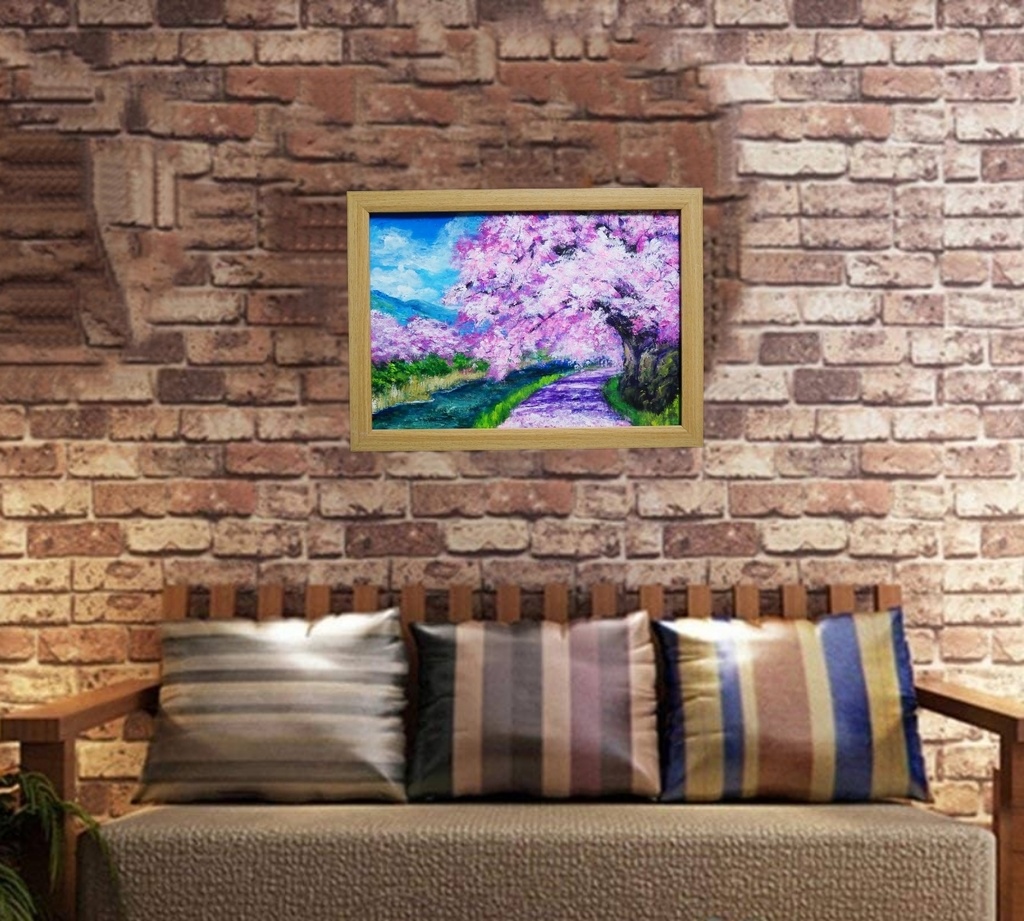 油絵 油彩 油彩画 絵 絵画 【Çherry blossom road】