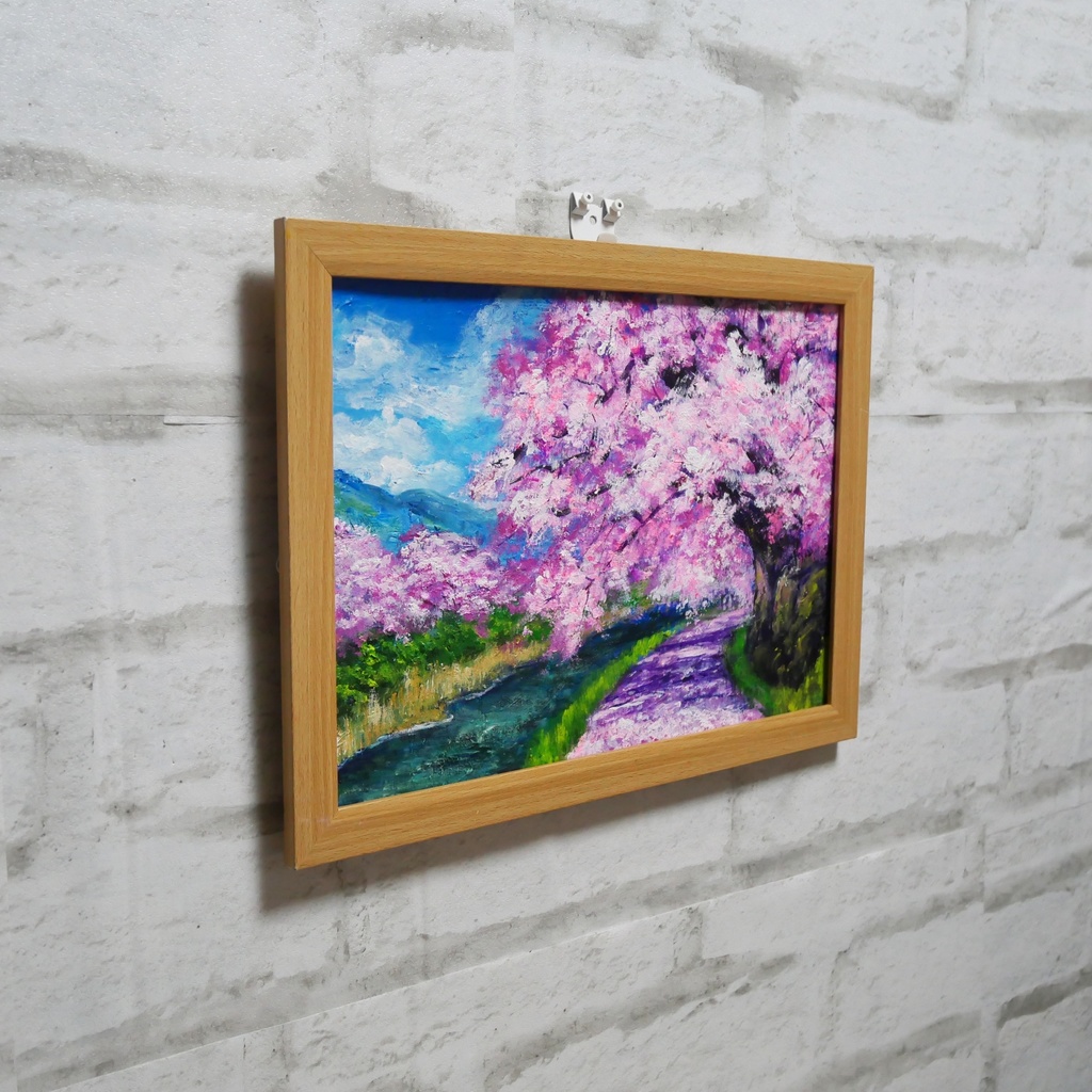 油絵 油彩 油彩画 絵 絵画 【Çherry blossom road】