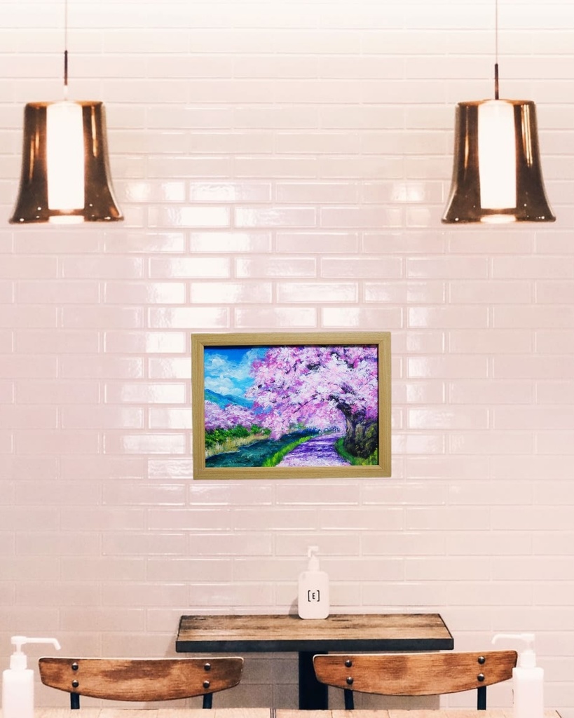 油絵 油彩 油彩画 絵 絵画 【Çherry blossom road】