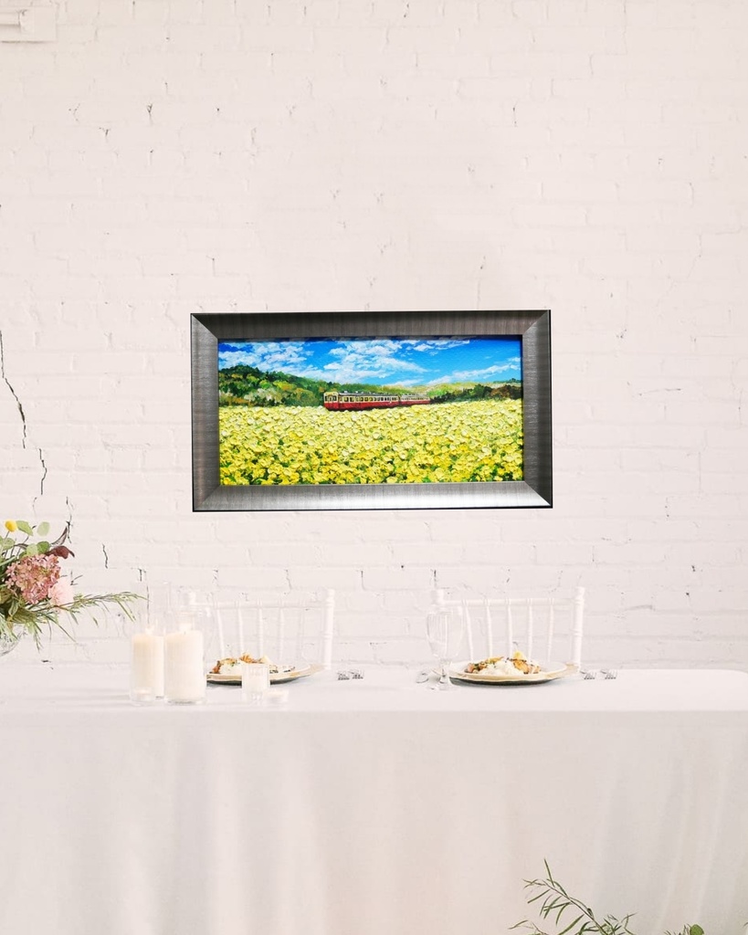 油絵 油彩 油彩画 絵 絵画 【菜の花畑を走る小湊鉄道】